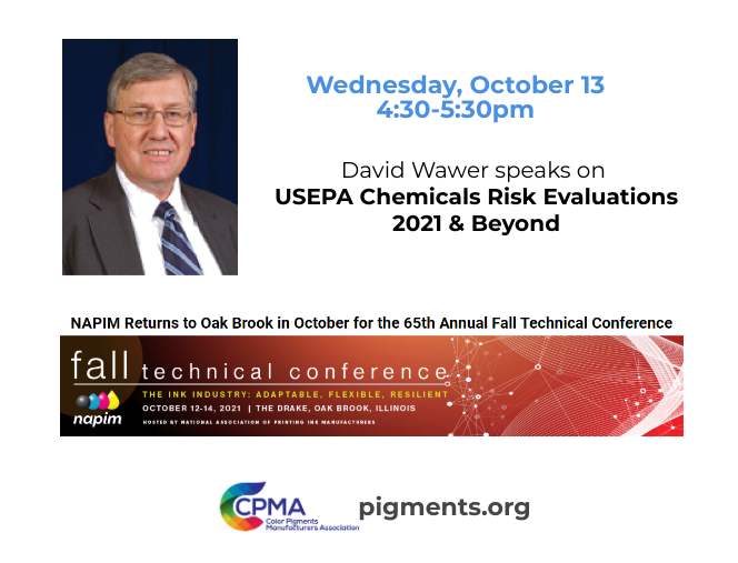 cpma_pigments's tweet photo. In October, CPMA ED David Wawer spoke on "@EPA Chemicals Risk Evaluations 2021 + Beyond" at NAPIM’s 2021 technical conference, “The Ink Industry: Adaptable, Flexible, Resilient” - Don't miss @InkWorldMag's recap of the NAPIM conference: https://t.co/b7h7VoM5jl
#ConnectwithColor https://t.co/Pxby2apkF2