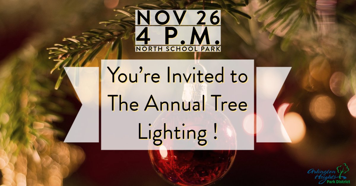 AHParkDistrict's tweet photo. Save to Date! The Annual Tree Lighting is just a few weeks away. π Join us Nov. 26 at North School Park at 4 pm to join the festivities. Share which holiday pastime youβre looking forward to most in the comments. π π π
#treelighting #ahpd #besttimeoftheyear https://t.co/L1Kc3wMZxV