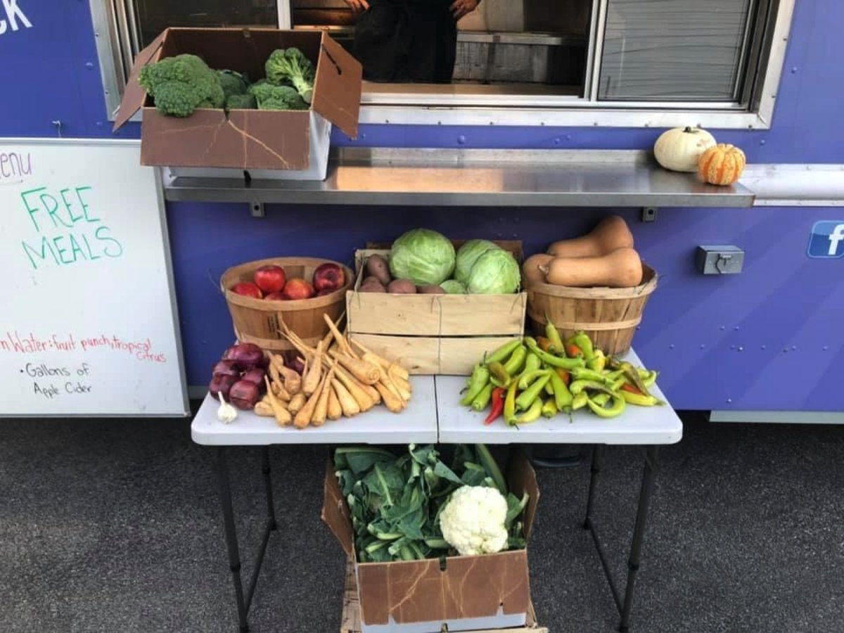 Daily Bread Food Truck is sharing free meals every Monday now. We are parked at St. Paul's Evangelical Lutheran Church 4007 Main St 14226. We’re partnering with SALT Cuisine tonight that donated Tortellini Bake and Greg's U-Pick Farm has given a ton of fresh veges and apples.