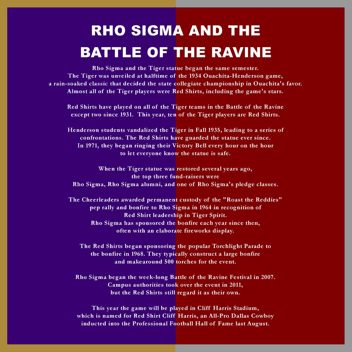 RhoSigma35's tweet photo. The Red Shirts have a long and storied history with the HSU game. #RhoSigma #BOTR https://t.co/mjmFB3OqjG