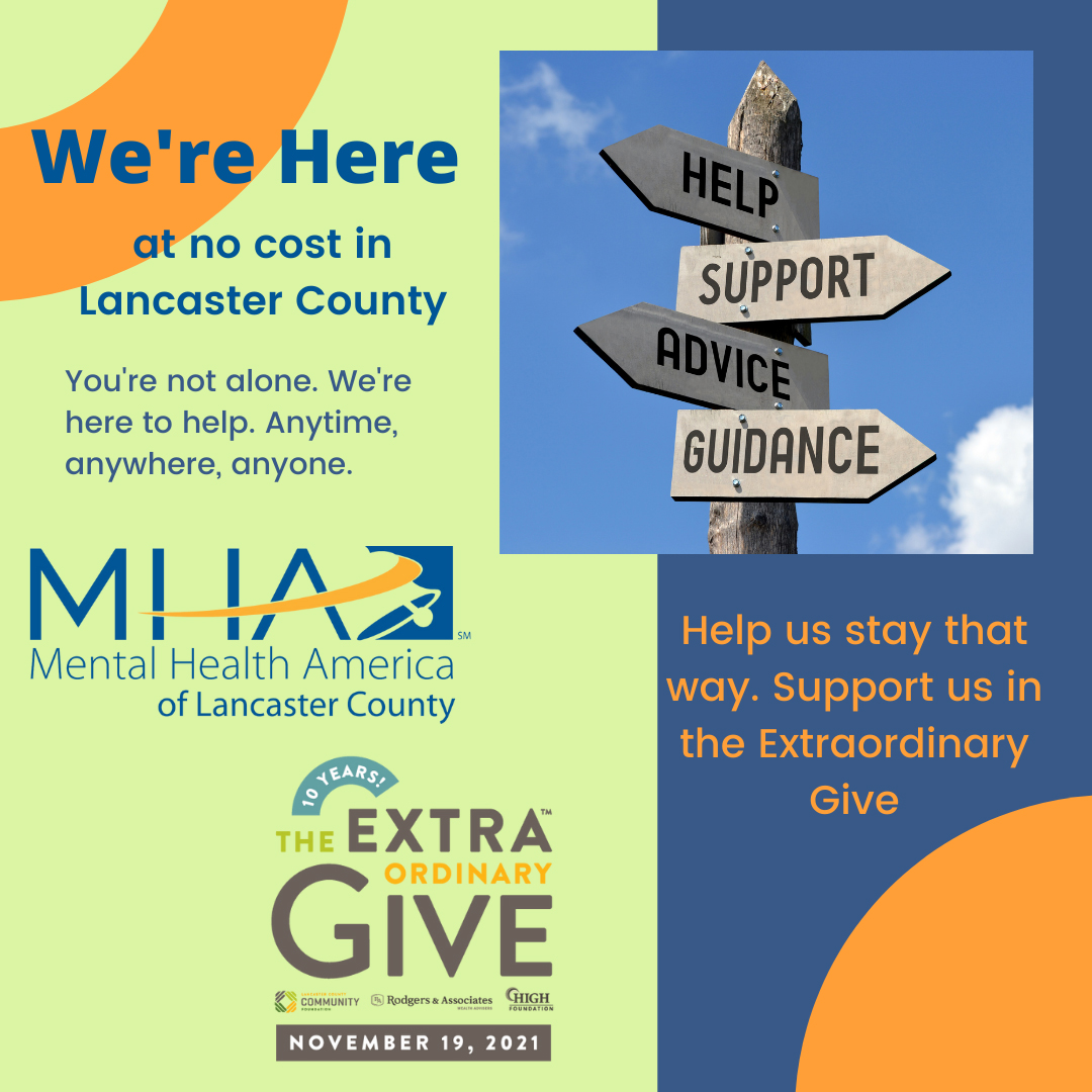 MHA of Lancaster County is your no cost resource for assistance with your mental health.  We are here for you, anytime, anywhere, anyone.  
#mentalhealth #WeNeedToTalk #lancasterpa #help #assistance