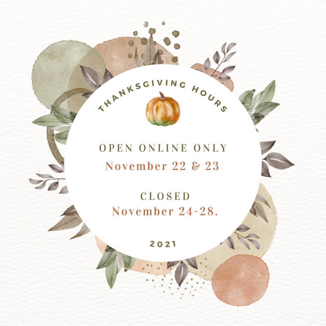 IUSWriting's tweet image. THANKSGIVING HOURS: 🦃🍂
We'll be open online only Monday, November 22 &amp;amp; Tuesday, November 23, and we'll be closed from Wednesday, November 24-Sunday, November 28.