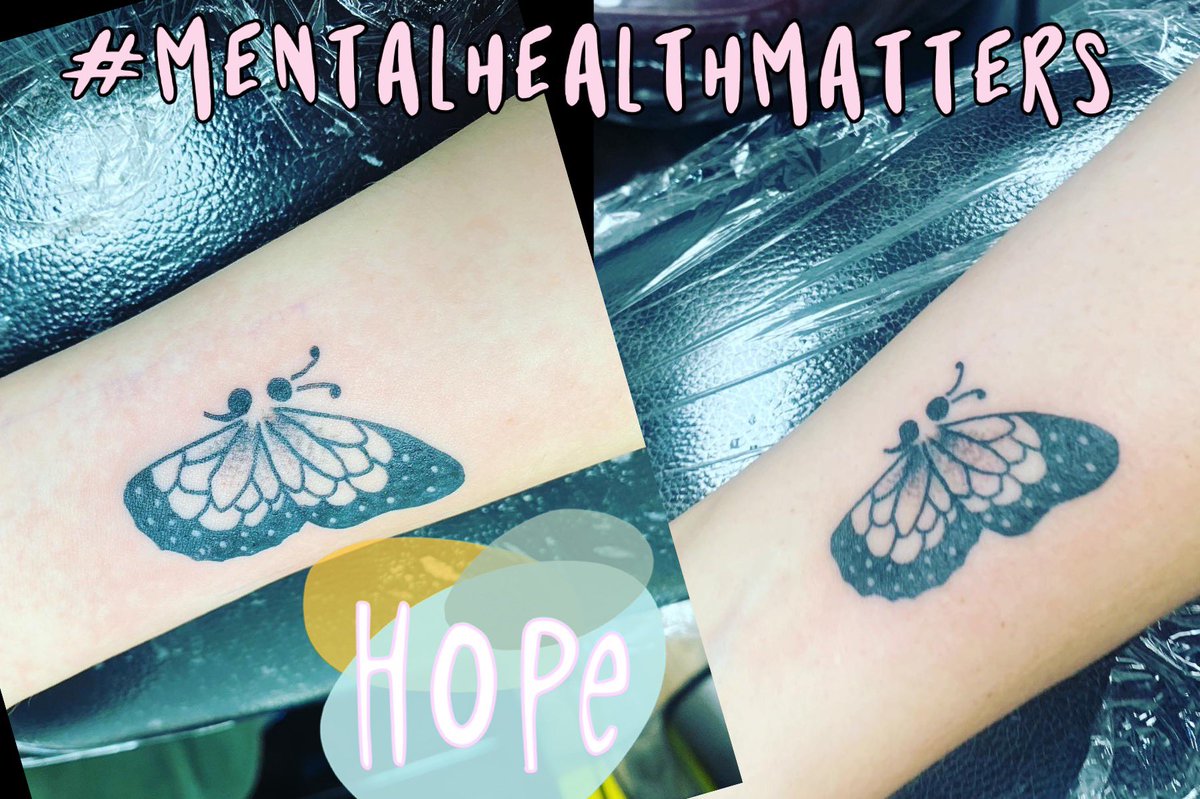 karebear888's tweet photo. My oldest little and I did a thing for her early 18th birthday present … her 1st #tattoo and my 2nd. She picked it out, and the meaning behind it is everything.💜 #motheranddaughter #tattoos #wristtattoos #butterflytattoo #semicolontattoo #inklove #mentalhealthmatters https://t.co/TiRo7uAAeR