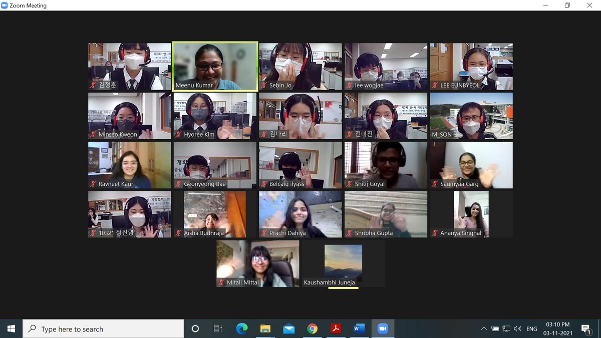 meenukumar22's tweet photo. Another session with  Ulsan School of Foreign Language! This time discussed border disputes with our respective neighbours! @VenkateshwarIn4 #remotelearning @chandni1910 https://t.co/IKq2jpmPQy