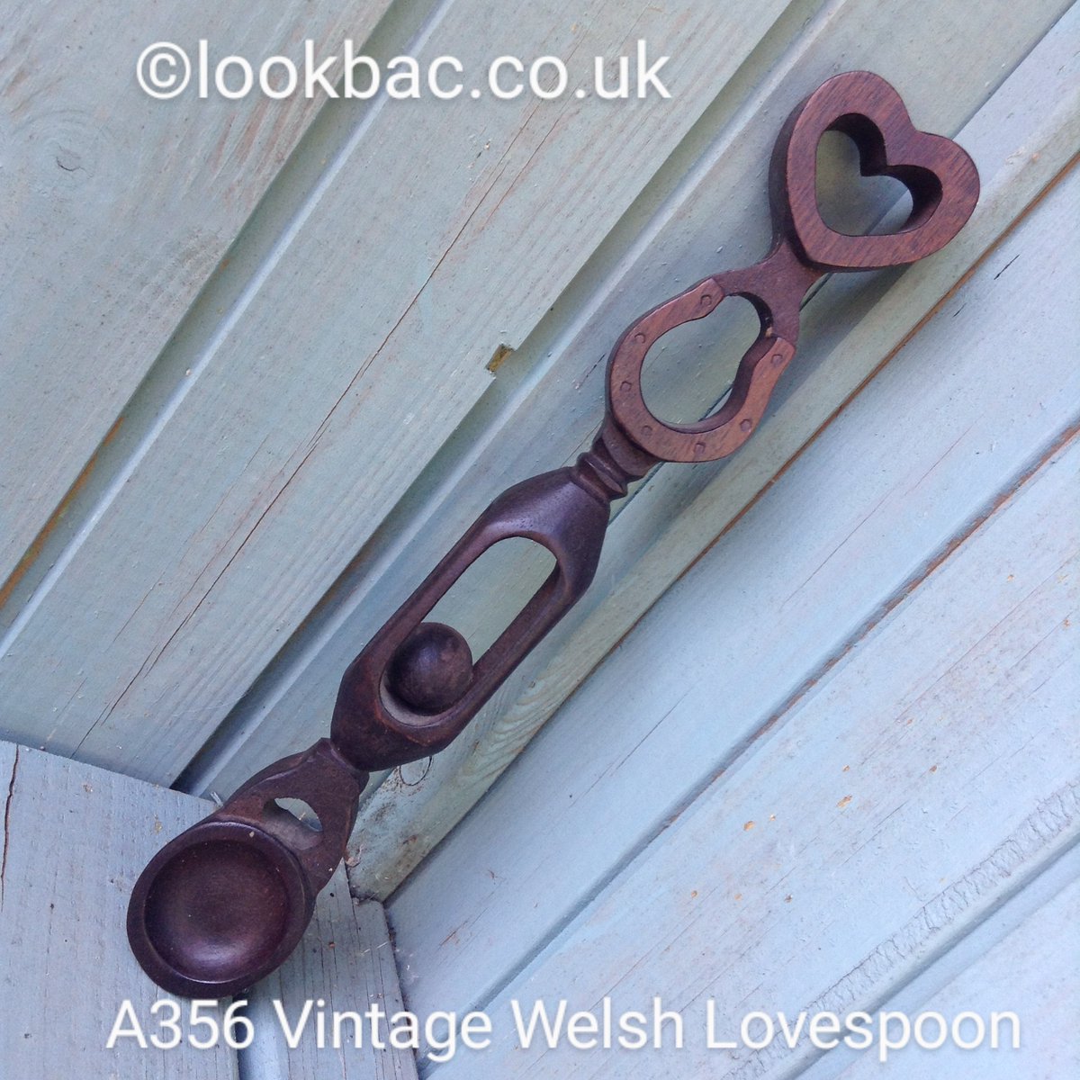 Now available on eBay is our lovely Vintage Carved Wood Welsh Lovespoon with ball &amp; cage, horseshoe and heart detail ebay.co.uk/itm/2342785974…