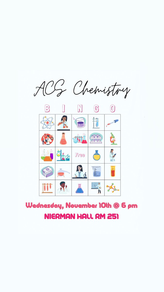 tamukacs's tweet photo. Join us for ACS Chemistry BINGO on Wednesday, November 10th at 6 pm! We will be meeting in Nierman Rm 251 🤩
⋆ ⋆ ⋆ ⋆ ⋆ ⋆ ⋆ ⋆ ⋆ ⋆ ⋆ ⋆ ⋆ ⋆ ⋆ ⋆ ⋆ ⋆ ⋆ ⋆ ⋆ ⋆ ⋆ ⋆ ⋆ ⋆ ⋆ ⋆ ⋆ ⋆ ⋆ ⋆ ⋆ ⋆ ⋆ ⋆ ⋆ ⋆ 

#ACS #ACSTAMUK @javelinanation https://t.co/8PyXSE4fKb