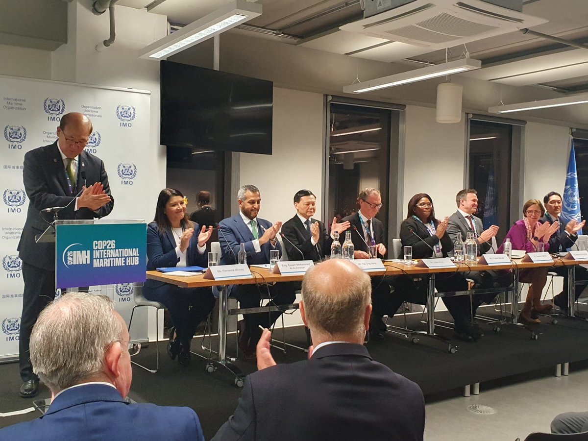 "Here at #COP26 we see many people all bound by one common cause, to address #climatechange We take this opportunity to showcase the maritime community's efforts to reduce #GHG emissions. Shipping decarbonisation journey is already underway"said IMO SG as he opens the event.