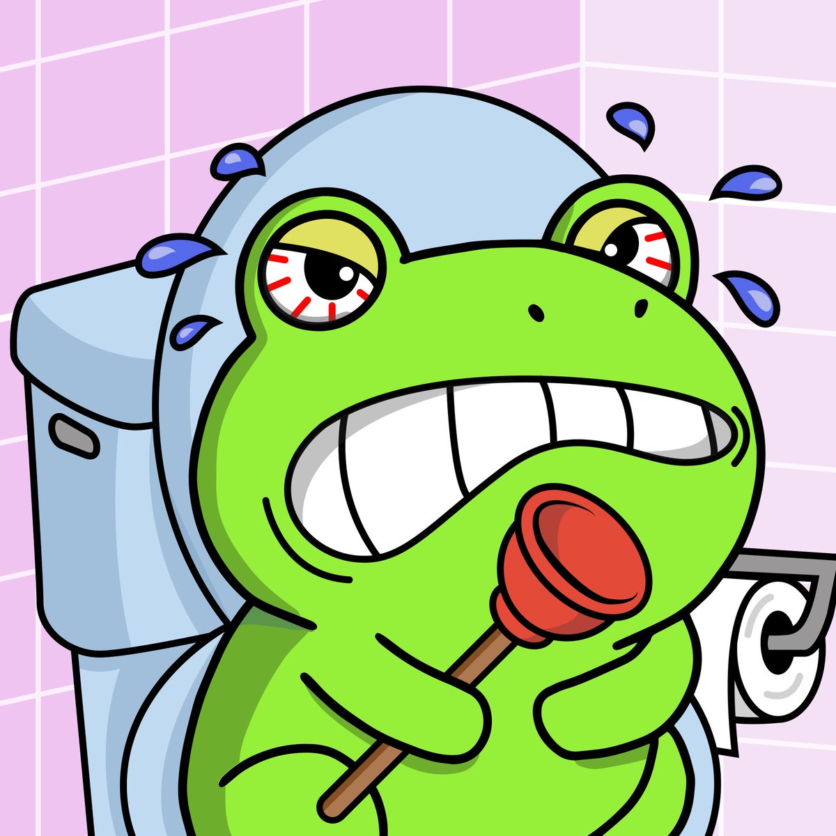 The Squatty Hopper!  Here is my fan art for the Happy Hopper competition. This was fun - I hope you enjoy! <a href="/HappyHoppersNFT/">Happy Hoppers Club 🐸</a>