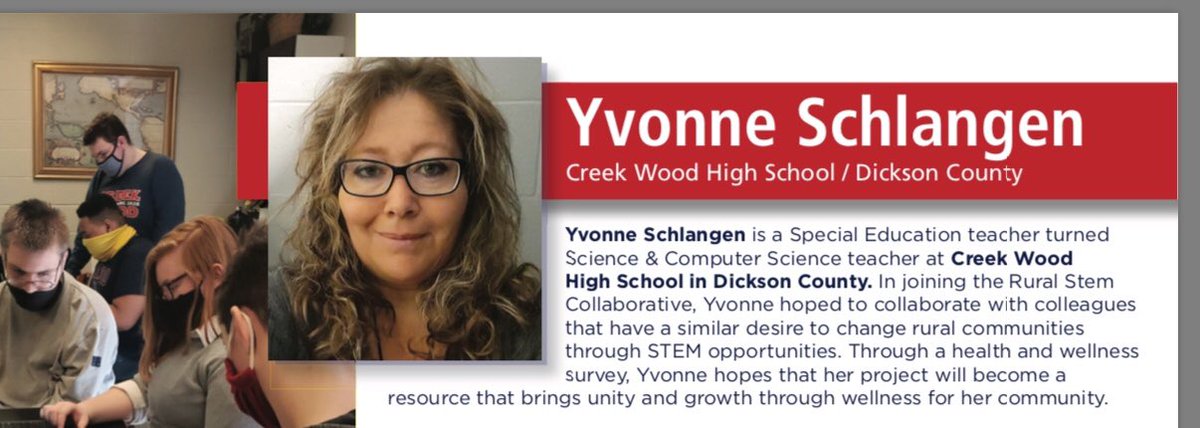 Shoutout to <a href="/creekwoodhs/">Creek Wood HS</a> sparkling unicorn 🦄 Yvonne Schlangen for her work with students in the Rural Stem Collaborative! “I wanted a class where you could not tell who had a disability. You only see students growing and engaging” irp.cdn-website.com/d980f98f/files… <a href="/DCS_TN/">Dickson Co Schools</a> <a href="/theTSIN/">Tennessee STEM Innovation Network</a>