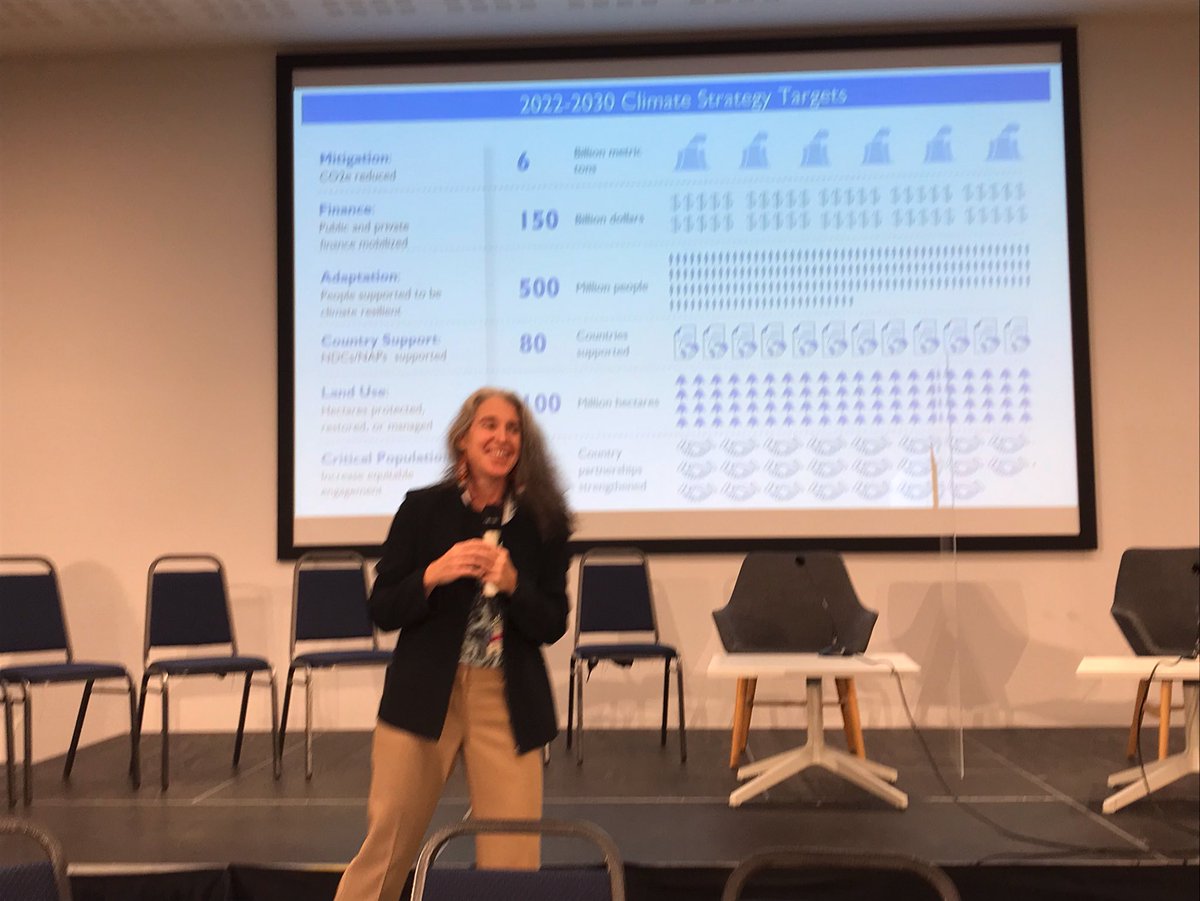 Michele_Laird's tweet photo. . @CaldwellUSAID walks through @USAID ‘s Climate Strategy, emphasizing that climate will infuse all programs, with a goal of mitigating 6 billion metric tons of CO2e and mobilizing $150 billion of public and private finance. #ClimateChange #ClimateFinance #COP26 https://t.co/JKHfKaha7U