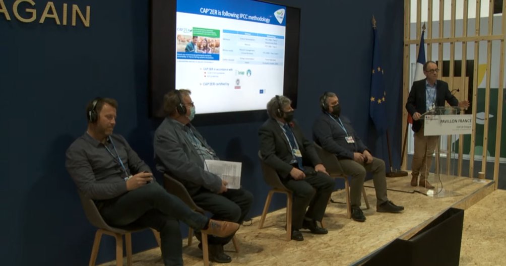 GPsalmon's tweet image. A la #COP26 un side event de la #CNE en partenariat avec #Interbev , #CNIEL et #Idele , pour montrer l'engagement de l'élevage de ruminants en France pour répondre aux defis climatiques, alimentaires et sociétaux.