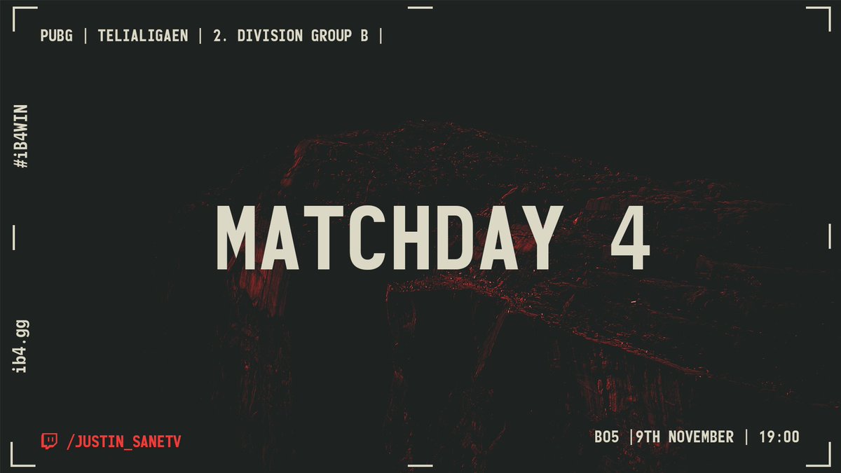 In just under an hour we are live with yet another night of PUBG @telialigaen_!

Can we climb even further?

⏰ 19:00
📺 twitch.tv/justin_sanetv

#iB4WIN