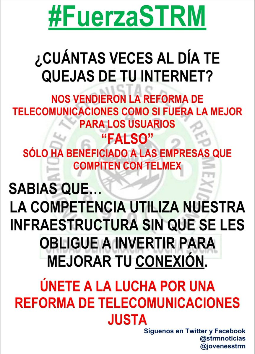 ADAL_CASA's tweet photo. @Telmex  #FuerzaSTRM #EnDefensaDelCCT @lopezobrador_ @SinEmbargoMX https://t.co/CcV1n0lMEa