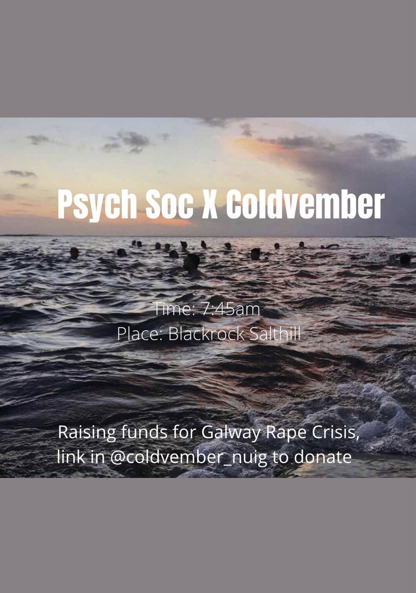 UGPsychSoc's tweet photo. Delighted to announce that this weeks event is in collaboration with Coldvember to raise fund for Galway rape crisis, please come along Friday morning bright and early! 
Link to donate 
https://t.co/fkjz7HNOFq https://t.co/LGjS4z1OKm