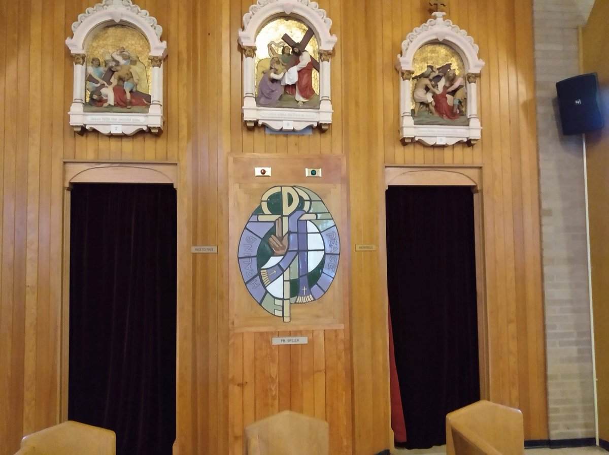 StCatherineTol's tweet photo. The Sacrament of Penance is to provide healing for the soul as well as to regain the grace of God, lost by sin.     Our recently remodeled confessional is available Sat from 3-3:30. https://t.co/tc9lZWmsu6