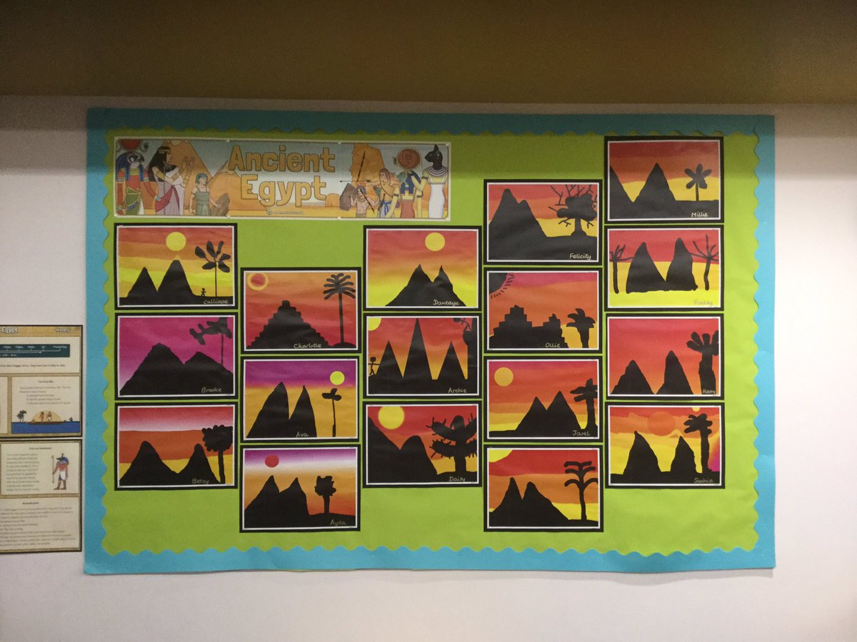 Year 4 are learning about Ancient Egypt. We have used our digital art skills to create these pictures depicting pyramids silhouetted against sunsets. We used paint.net and are becoming quite skilled using artistic effects and backgrounds.
