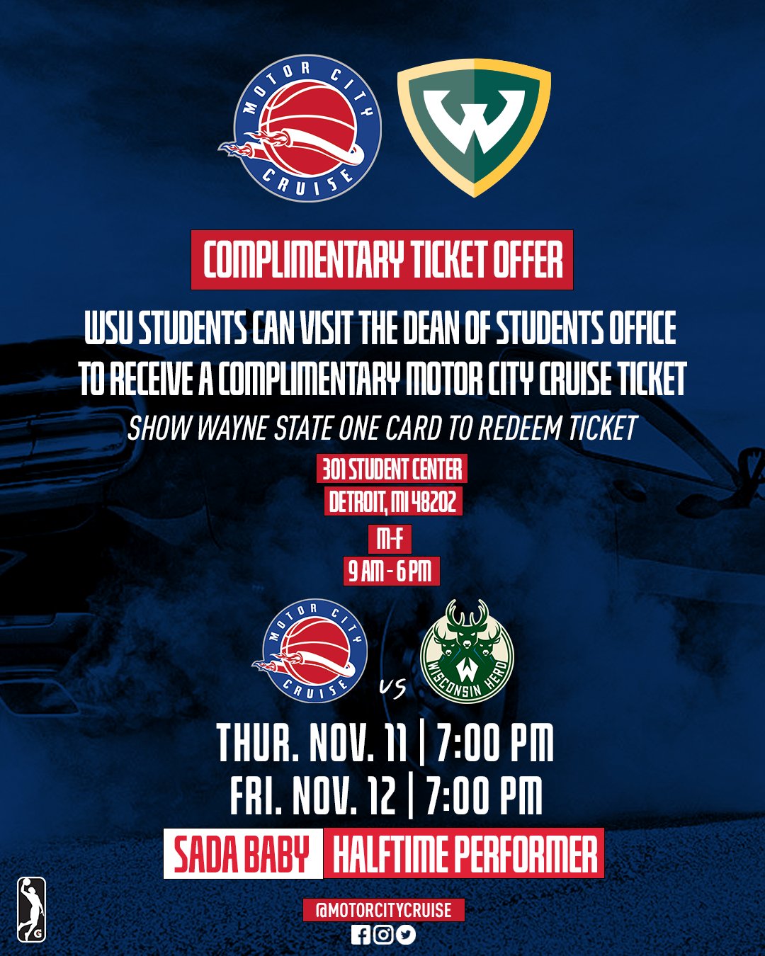 Motor City Cruise on Twitter: "🗣 ATTENTION @waynestate STUDENTS! Show your Wayne  State One Card at the Dean of Students Office to receive complimentary  tickets to our opening night series against the