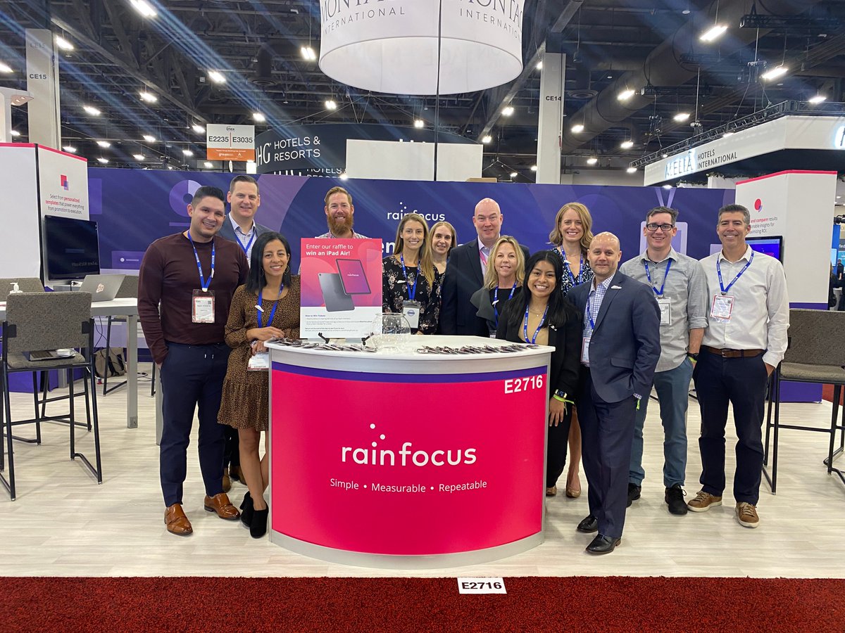RainFocus's tweet photo. We are here at #IMEX21! Have you stopped by our booth yet? Come visit us at booth E2716 and tweet that you're here, tag us, and receive a ticket for our raffle to win an exciting prize! Be sure to include #RainFocusEssential in your tweet! Hope to see you soon! @IMEX_Group https://t.co/AXJXJERnEq