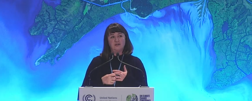 InterfaceInc's tweet photo. Proud for @Erinmeez to represent us during #COP26: "We appreciate the recognition (UN Climate Action Award 2020), we know that we must go further. We encourage everyone here today to really imagine not just a #carbonneutral future, but a #carbonnegative one." #ClimateTakeBack https://t.co/OQOk4lZohs