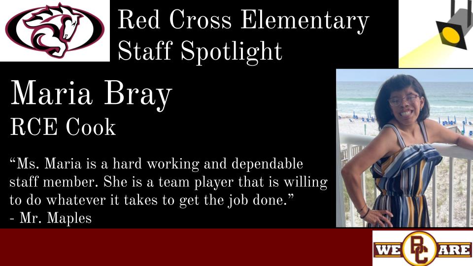 This week's Staff Spotlight shines on Chasity Wilson and Maria Bray! These ladies do a great job for our school and students! We appreciate them and all they do! We have the best at RCE! #MustangsLEAD #rceshines #WeAreBC