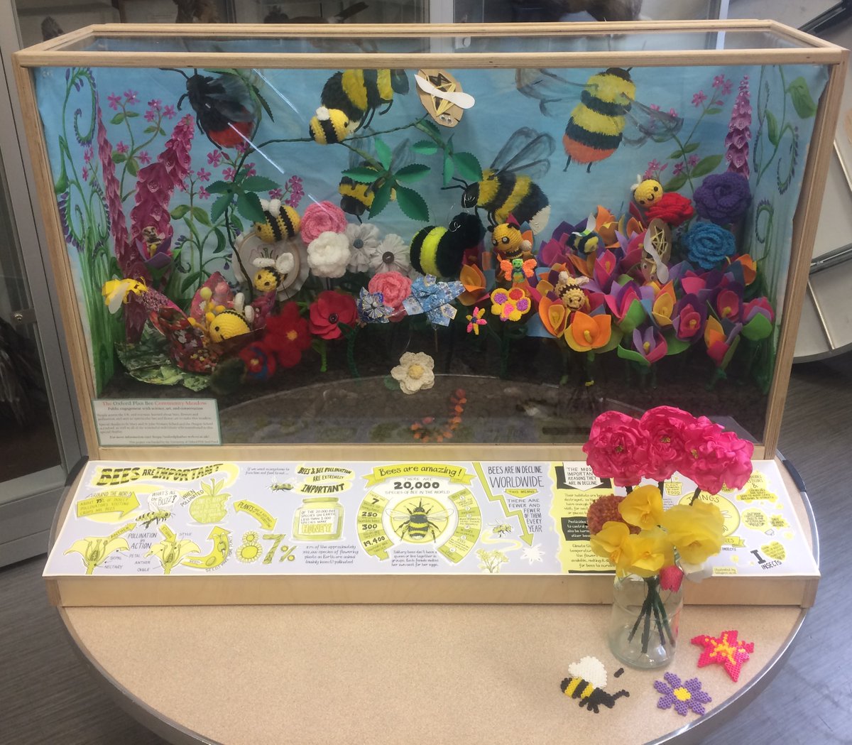 ClareFergusonOx's tweet photo. The Oxford Plan Bee Community Meadow will be on display November 10-30 at Oxfordshire County Library
Westgate, Oxford, OX1 1DJ.  Come see the fabulous community art inspired by bees and flowers! #OxPER https://t.co/zc6q6jCkYt