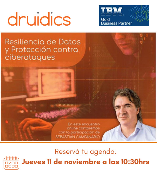 Druidics's tweet photo. ¡Ya falta poco! 
Se viene una nueva actividad junto a IBM donde conversaremos sobre Resiliencia de Datos y Protección contra ciberataques de la mano de Dario Falasca y @glsimona
¿Nuestro invitado especial? @sebacampanario
11 de Nov. 10:30hs
Anotate en: https://t.co/rl7dupXWm4 https://t.co/wN3syS8yga
