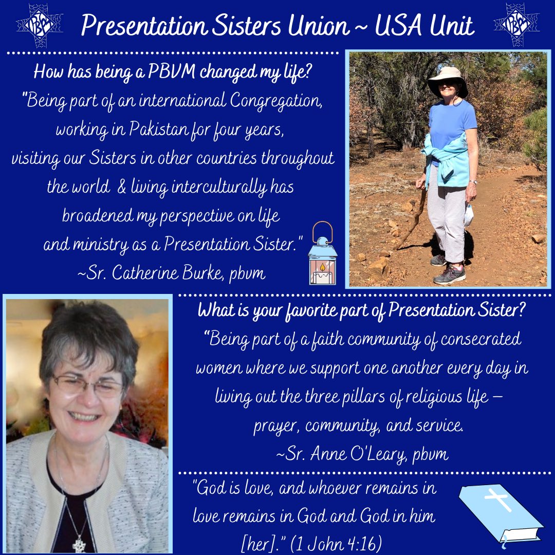 PBVM_Sisters's tweet photo. For #NationalVocationAwarenessWeek Sisters Catherine and Anne share their insights on being a Presentation Sister. You can read more on or website https://t.co/8nDT6BwALj #vocationawareness #presentationsisters #beNano #CatholicTwitter https://t.co/oK9VSkZ73n