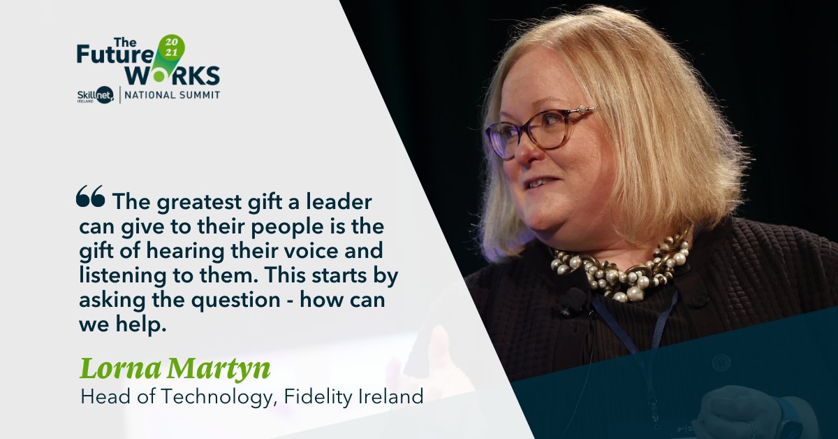 SkillnetIreland's tweet photo. .@Fidelity Ireland's Head of Technology @MartynLorna on the power of listening, as business leaders look to shape and guide their workforce in the face of disruption and transformational change.
#TheFutureWorks
#TalentTransformsBusiness https://t.co/odfeaNEU83