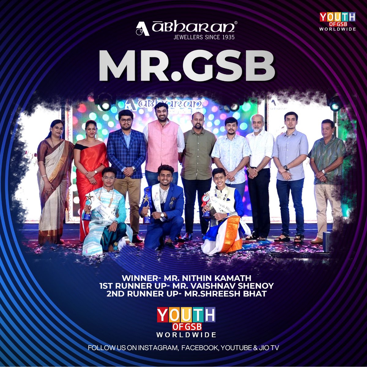 YouthofGsb's tweet photo. Congratulations to the winners of Abharan Mr. GSB, Ms. GSB and Amazing Couple
#Abharanjewellers #Mrgsb #msgsb #GSBAmazingcouple https://t.co/pxCyRzq5UR