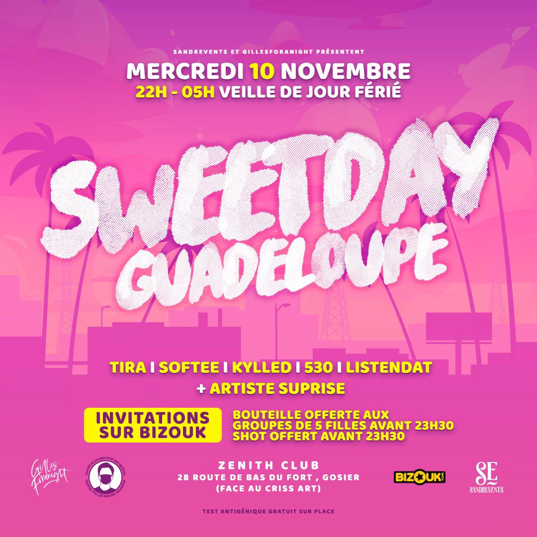 Hey hey hey 🥺

Vous croyez qu’on vous avait oublié en Guadeloupe ou quoi ? 😍🌴

La Sweet Day is Back 💘

Une vraie SweetDay comme nous savons faire, comme vous les aimez. Une vraie de vrai ! 🔥

⚠️ INVITATIONS DISPONIBLE SUR #BIZOUK DES MAINTENANT ⤵️

bzk.io/utr954