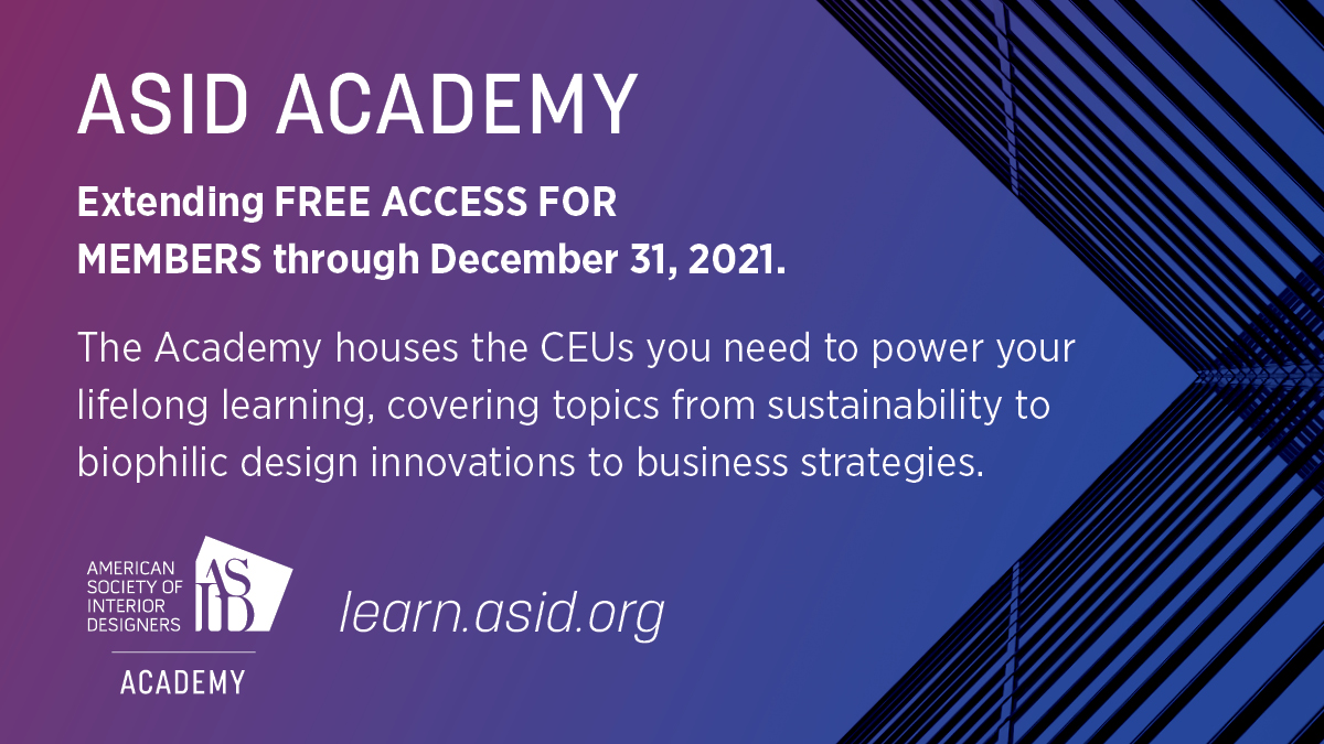 ASID's tweet photo. ASID Members: It's time to tally up your CEUs and make sure you have your ASID membership requirement covered by the December 31 deadline! Check out FREE CEUs on the #ASIDAcademy if you haven’t completed your 10 hours yet. https://t.co/g3YaZZy62A https://t.co/CkWjnroFLM
