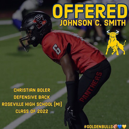 Excited to say I have been offered a PWO spot at HBCU Johnson C. Smith University!!! #GoldenBulls🏈💙💛
