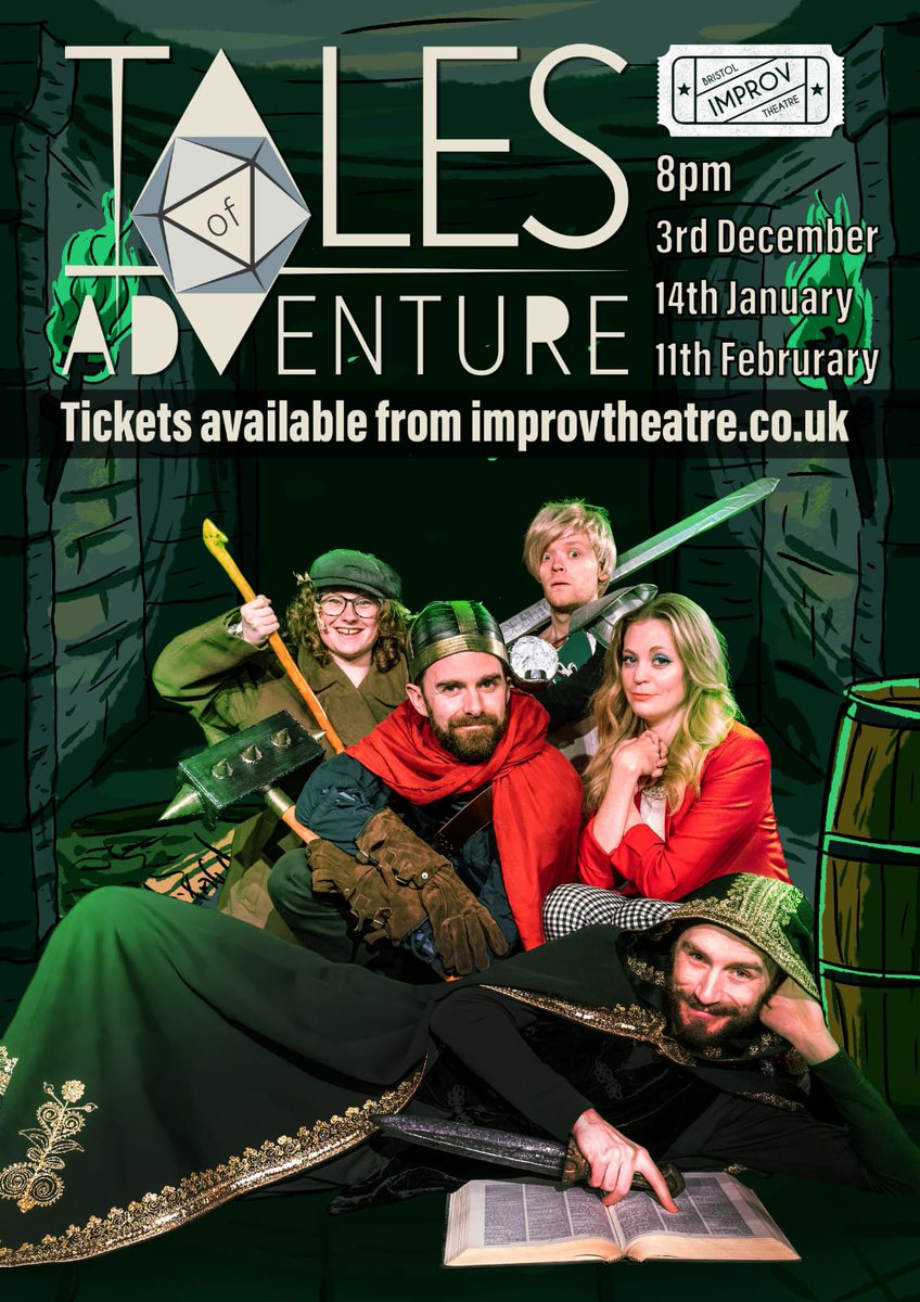 Check out our brand new poster! Art my <a href="/MrGJohnson/">Graham MacLeod Johnson</a> and photo by Lee Pullen Photography. Join us for Tales of Adventure on the 3rd December, 14th January and 11th February. improvtheatre.co.uk/event/tales-of…