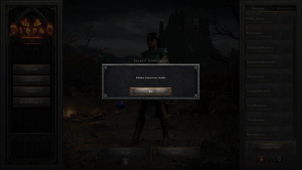 VGRoulette's tweet photo. @Diablo looks like you missed a case for game creation cooldown i've gotten hit twice with this error and both times been greated with a 90 second cooldown timer before making another game, fix your game instead of adding more restrictions this is ruining the game. https://t.co/v8eEwrEiZm