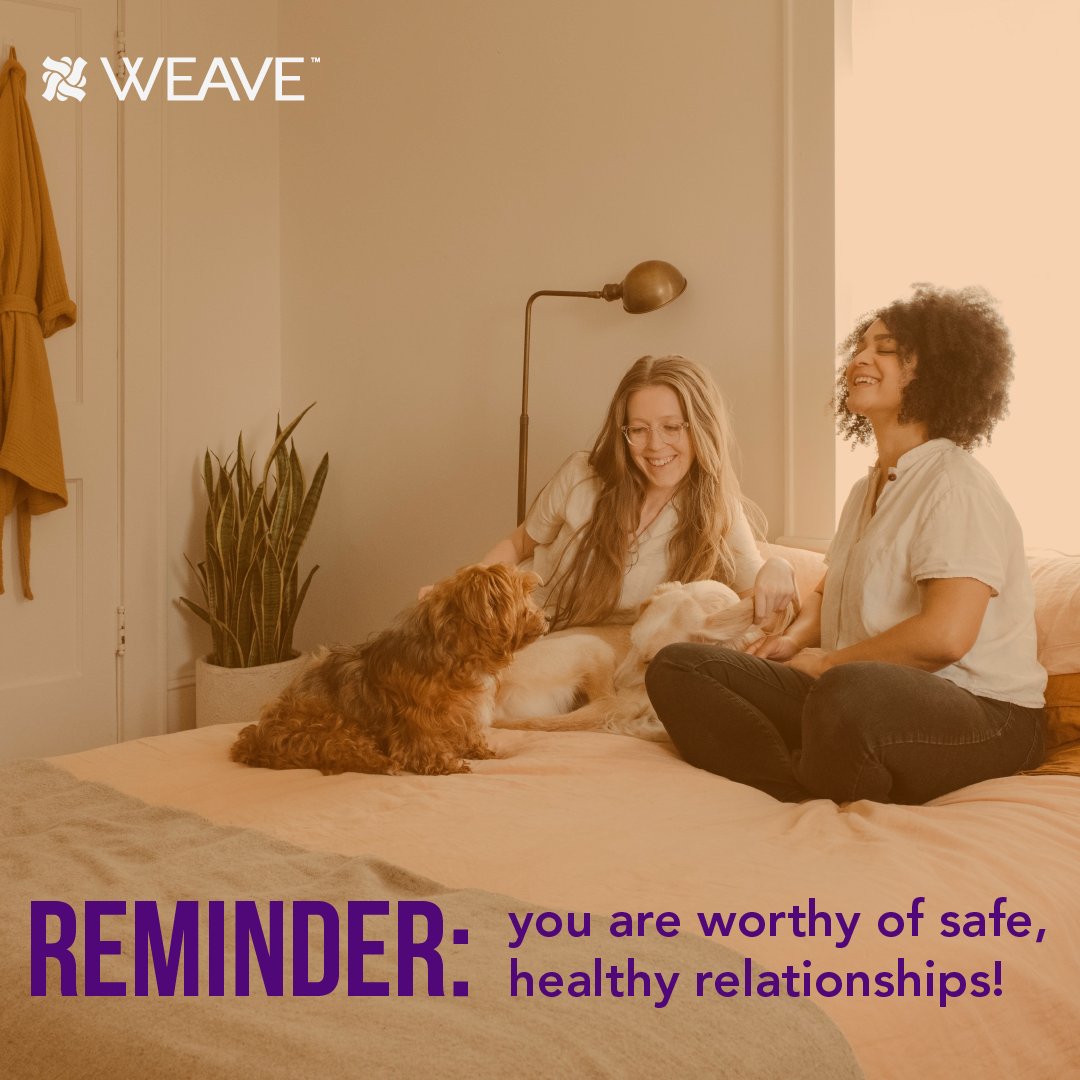 WEAVEinc's tweet photo. Hereโs a reminder that you are worthy of safe, respectful relationships!
#WEAVEGotThis #HealthyRelationships #YouDeserveRespect https://t.co/iSrnbJWih3