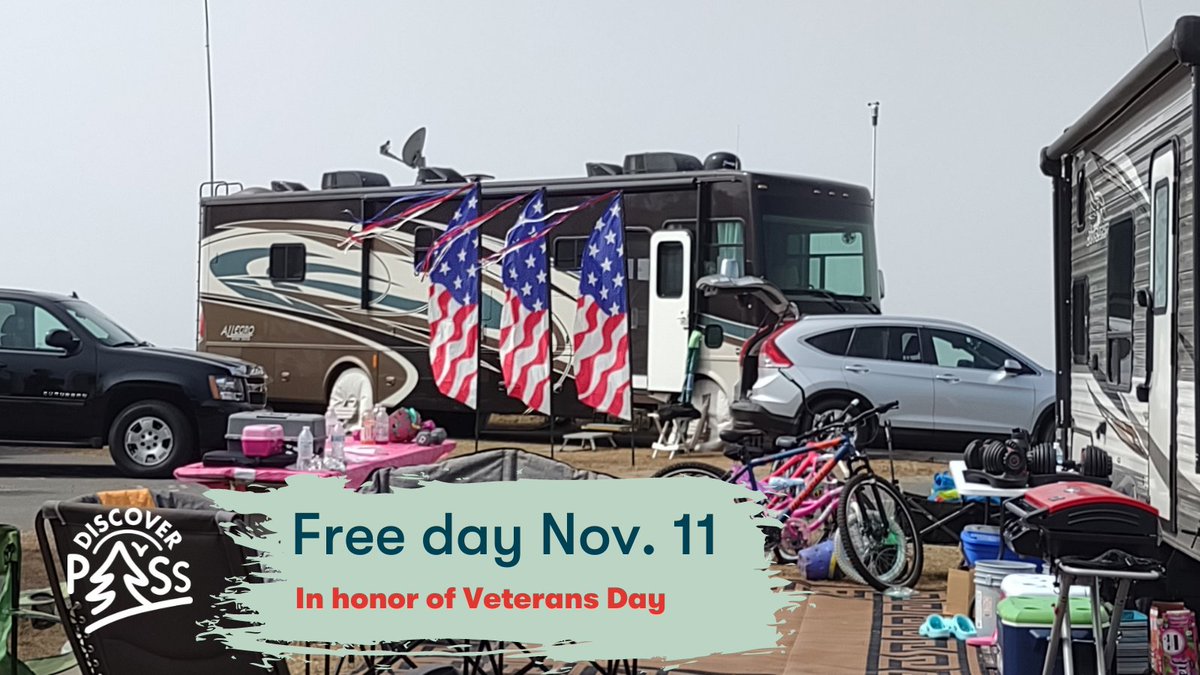 WAStatePks's tweet photo. Free day this Thursday! In honor of #VeteransDay no #DiscoverPass is required to park at state parks and recreation lands Nov. 11. @waDNR @WDFW https://t.co/h4ZgUcp050