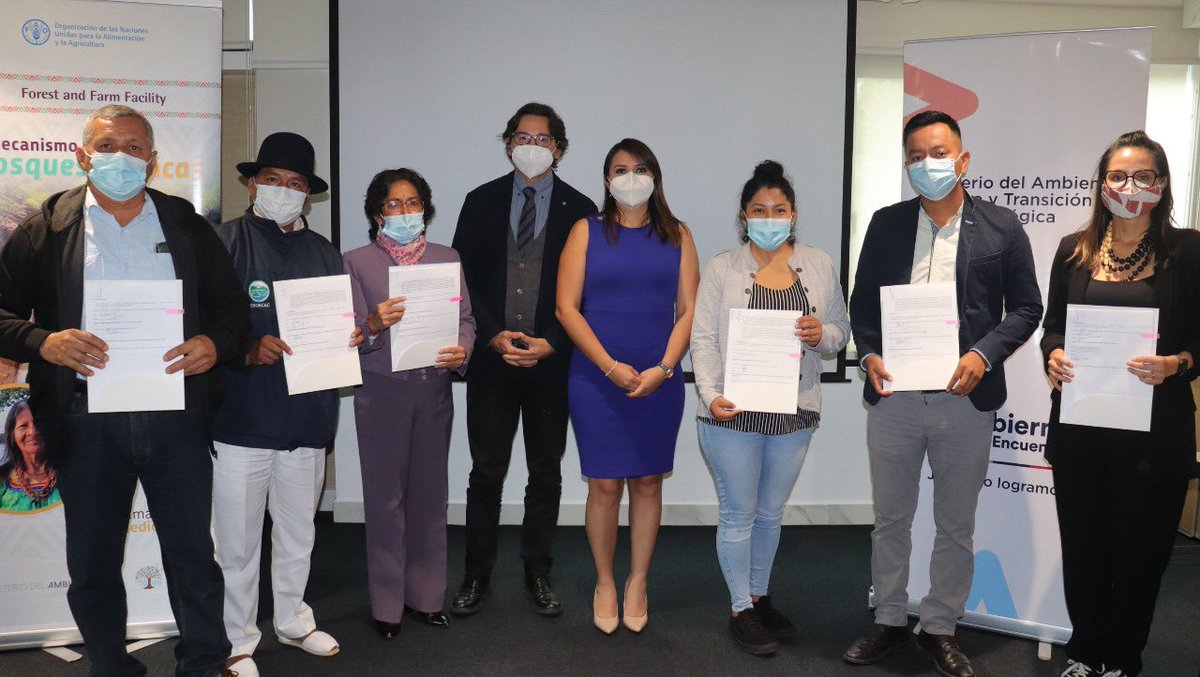La Subsecretaria de Patrimonio Natural, @glen_ortega_s, participó en la entrega de Fondos de la Tercera convocatoria del Mecanismo para Bosques y Fincas (FFF) a los proyectos seleccionados de las provincias de #Tungurahua, #Napo, #Orellana, #Imbabura y #Manabí.