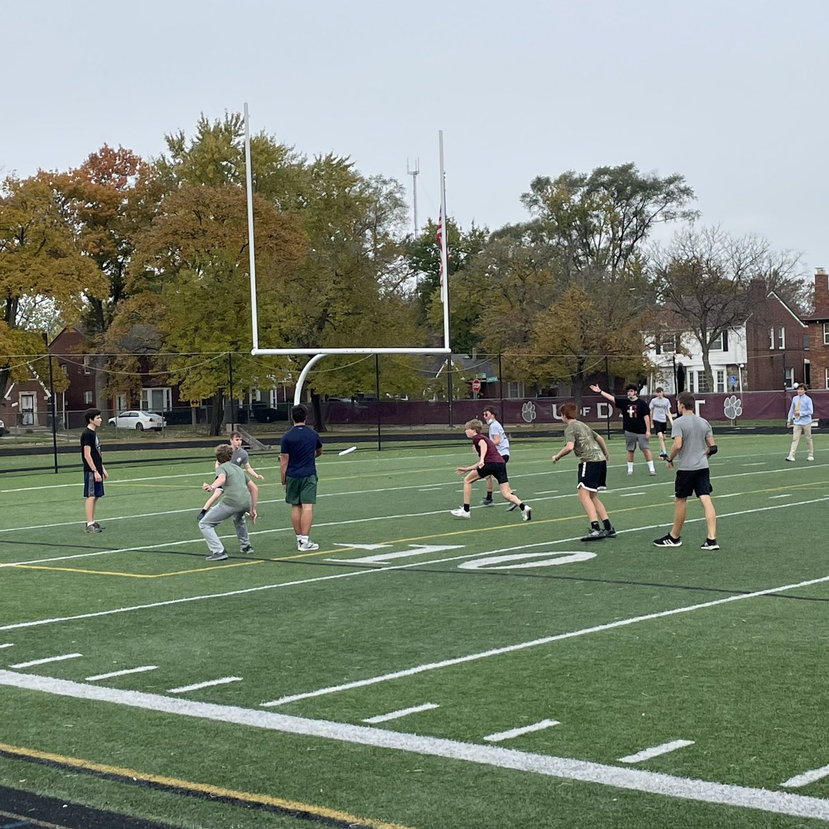 UofDJesuit's tweet photo. The warm start to the week has made for favorable touch football, ultimate frisbee, and kickball conditions during morning PE classes. #JesuitExperience https://t.co/G81wcSrVF0