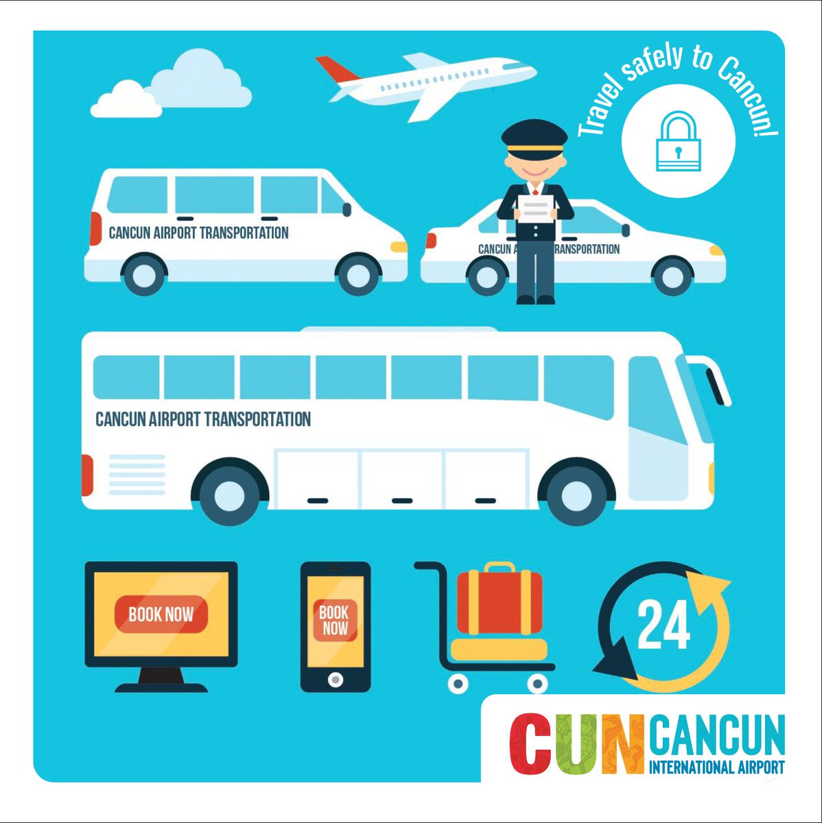 Cancun Airport Shuttles & Transportation to Hotels! cancunairport.com #SafeTravels #aeropuertodecancun