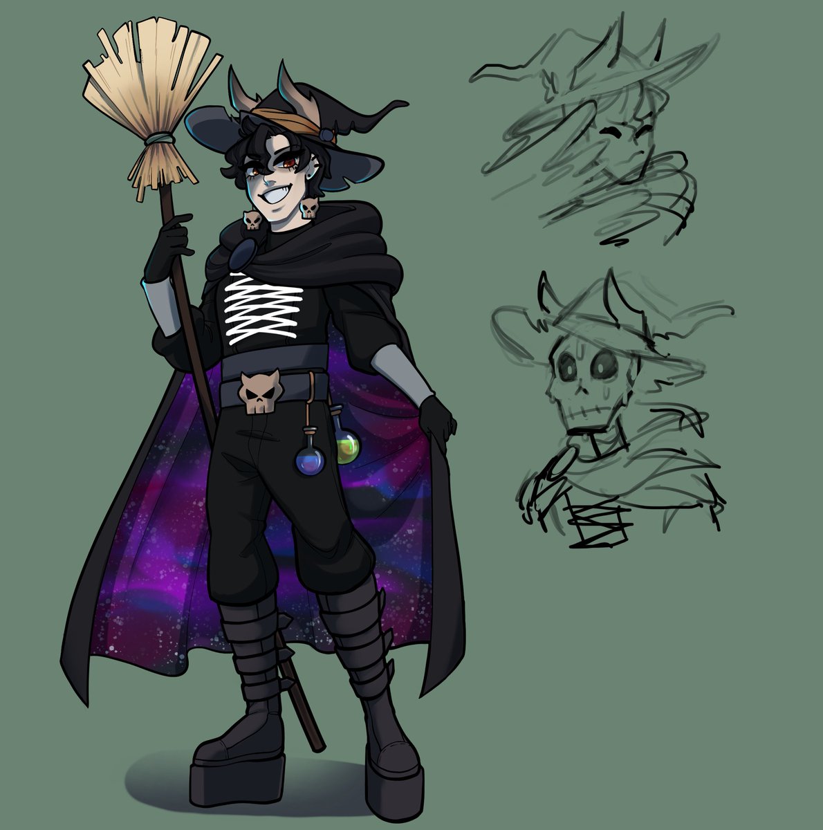 vio_rabbit's tweet photo. Did a bit of an undead witch Luke :] if he gets hit by water, his magic goes away to show he’s a skeleton underneath some glamor https://t.co/CCsz2A4nDK
