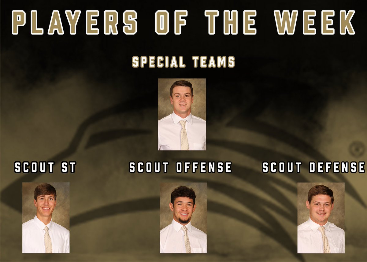 NWUFootball's tweet photo. ‼️‼️ WEEK 9 PLAYERS OF THE WEEK ‼️‼️

Special Teams - Trace Leners
Special Teams Scout - Logan Wiedel
Offensive Scout - Terrance Heath
Defensive Scout - Blake Baker

#PWolfNation #BeTheAlpha https://t.co/ARfPepZJeL