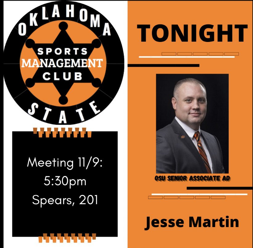 OSU_Sports_Mgmt's tweet photo. Can’t wait to see everybody at the meeting tonight at 5:30! https://t.co/nl5Nr18Bw2