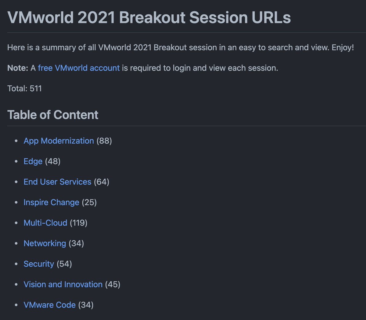 Thanks to <a href="/gabidarza/">Gabi Darza</a>, we now have all VMworld 2021 <a href="/vmwarecode/">VMware {code}</a> sessions on Code YouTube channel - Easily find/watch all sessions at vmwa.re/vmworld2021
