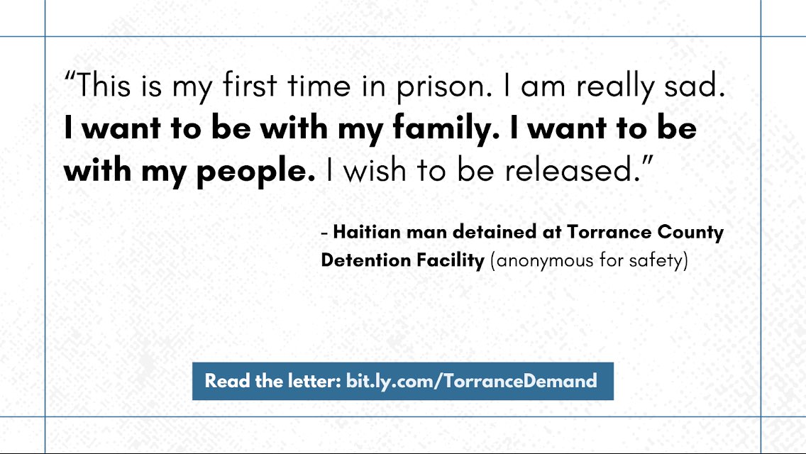 BREAKING: Groups send letter to ICE demanding access to legal support for Haitian asylum seekers detained in Torrance County Detention Facility in New Mexico!

Read the letter here: bit.ly/TorranceDemand 

#StopHaitianDeportations #FreeThemAll