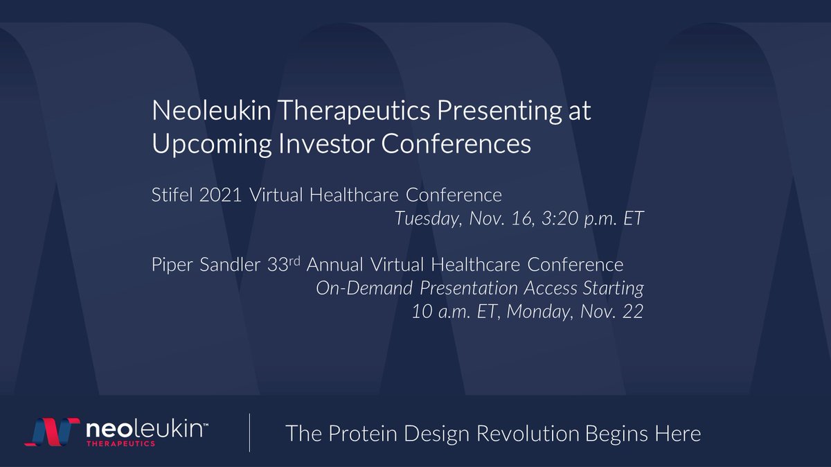 Neoleukin will present at the upcoming Stifel and Piper Sandler Virtual Healthcare Conferences. investor.neoleukin.com/news-releases/…