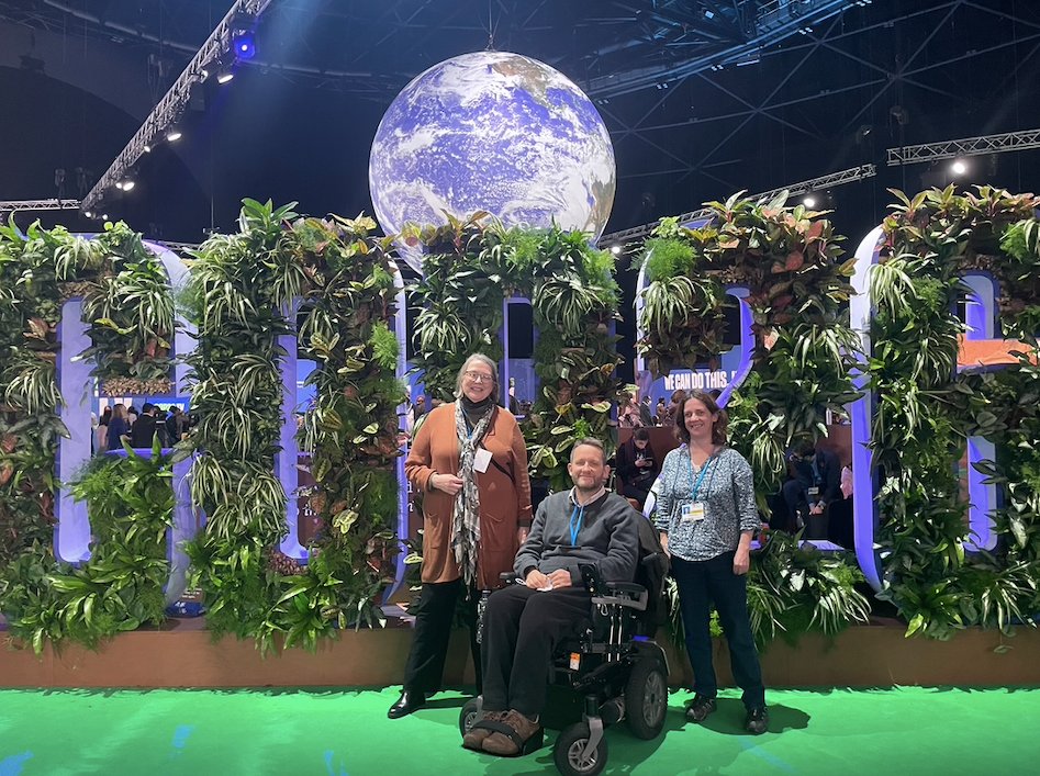 IDA_CRPD_Forum's tweet photo. @GordonRattray and IDA board member @sdswenson with @InclusionScot colleague @SusieFitton representing #disabilityinclusion at #COP26  #wethe15  #disabilityinclusiveclimateaction #IDAatCOP26 https://t.co/obIY2m7AJp