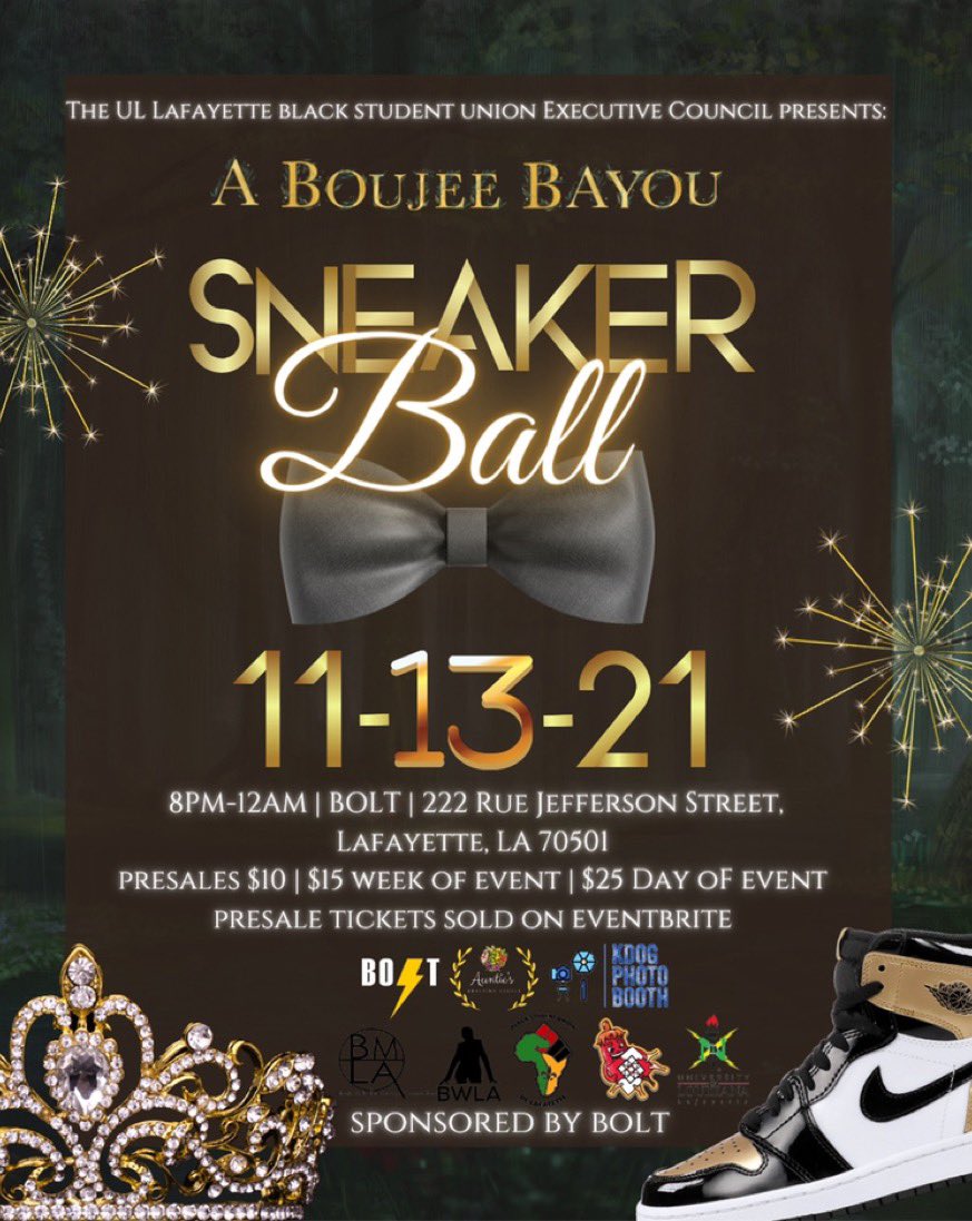 earlthapearl__'s tweet image. It’s almost that time🤫 4 days until our sneakerball✨📸 If you haven’t gotten your ticket yet, click the link in our bio to purchase!🎫 tickets are $15 this week and will go up on the day of! Don’t wait until the last minute😉 Link in @theULBSU #sneakerball #bsu #ulgetinvolved