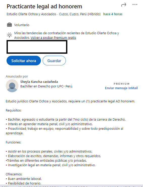Ojalá NADIE acepte practicar ad honorem. Encima incluye BACHILLER o Egresado. ¿Ni para la movilidad? ¿Ni para el menú? Un escándalo