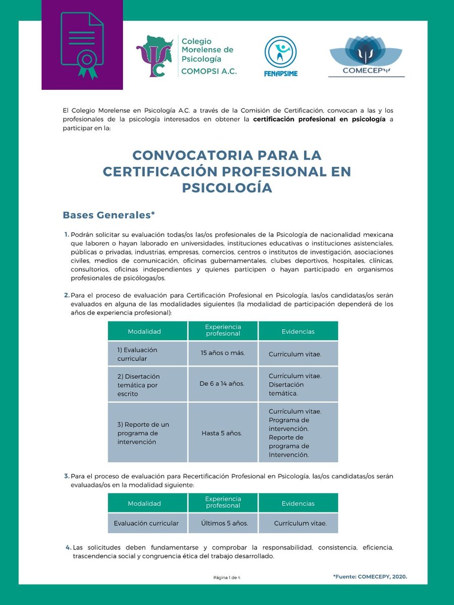 comopsiac's tweet photo. 2da Convocatoria de Certificación Profesional en Psicología
¿Eres profesional en psicología y te quieres certificar?
Envía un correo a contacto@comopsi.mx e inicia tu proceso de registro.
#comopsi #Psicologia #certificacion https://t.co/gRLBcwutMv