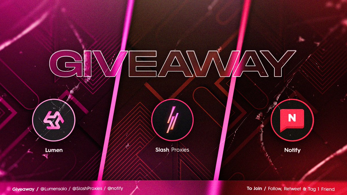 SlashProxies's tweet image. Giveaway time! 🎁

1x @Lumensaio Beta Key
3x @SlashProxies 2GB Resi
1x @notify Invite

Rules:
- Follow all accounts
- Retweet
- Tag 1 friend

Good luck, ends in 1 week ⚡
